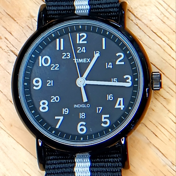 Timex Other - Timex Indiglo Weekender Gun metal black case textile through band